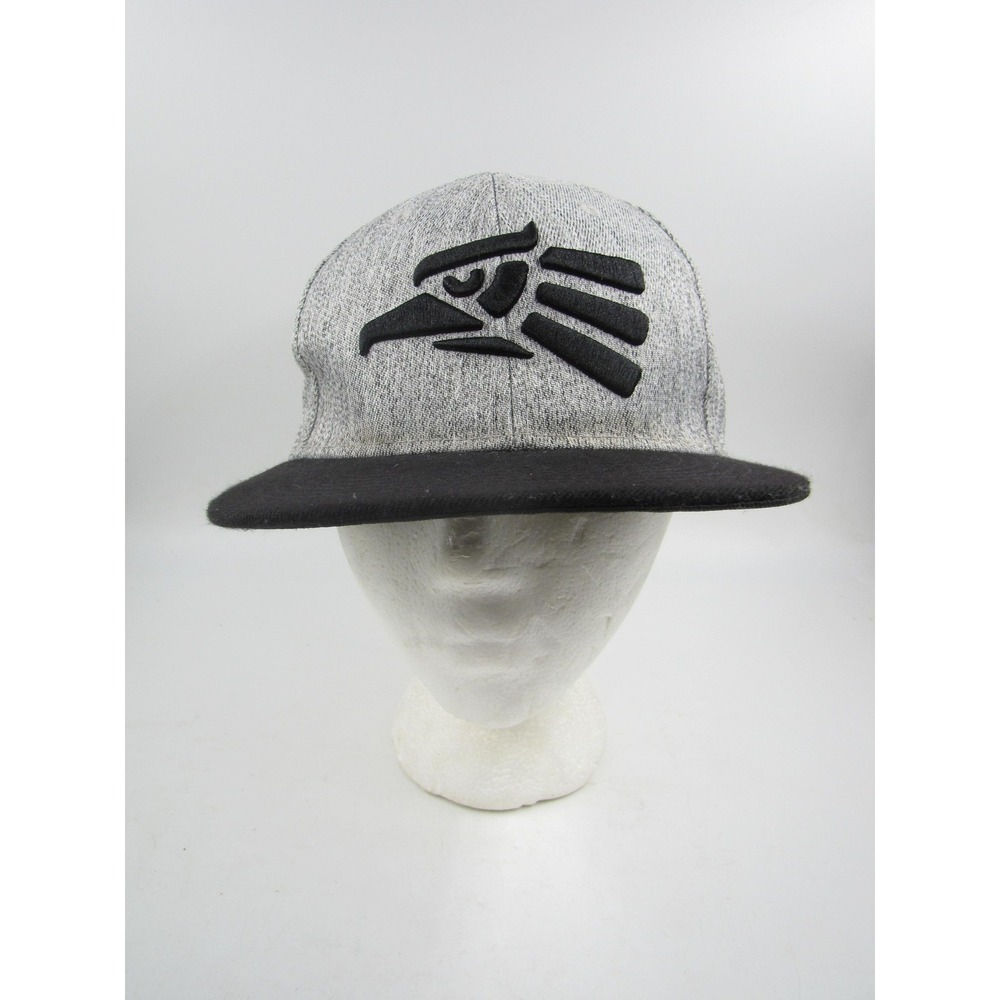 Black Eagle Hat Cap Snap Back Mens Gray Black Embroidered Logo Trucker Baseball